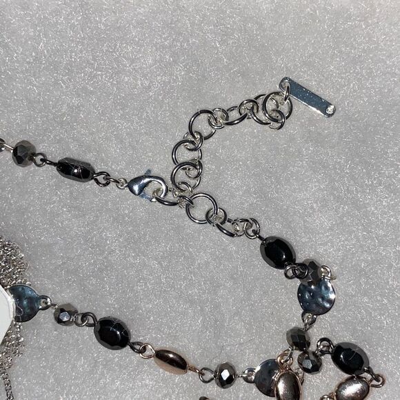 Nine West Women's Beaded Tassel Silver Necklace Choker NWT - Picture 14 of 14